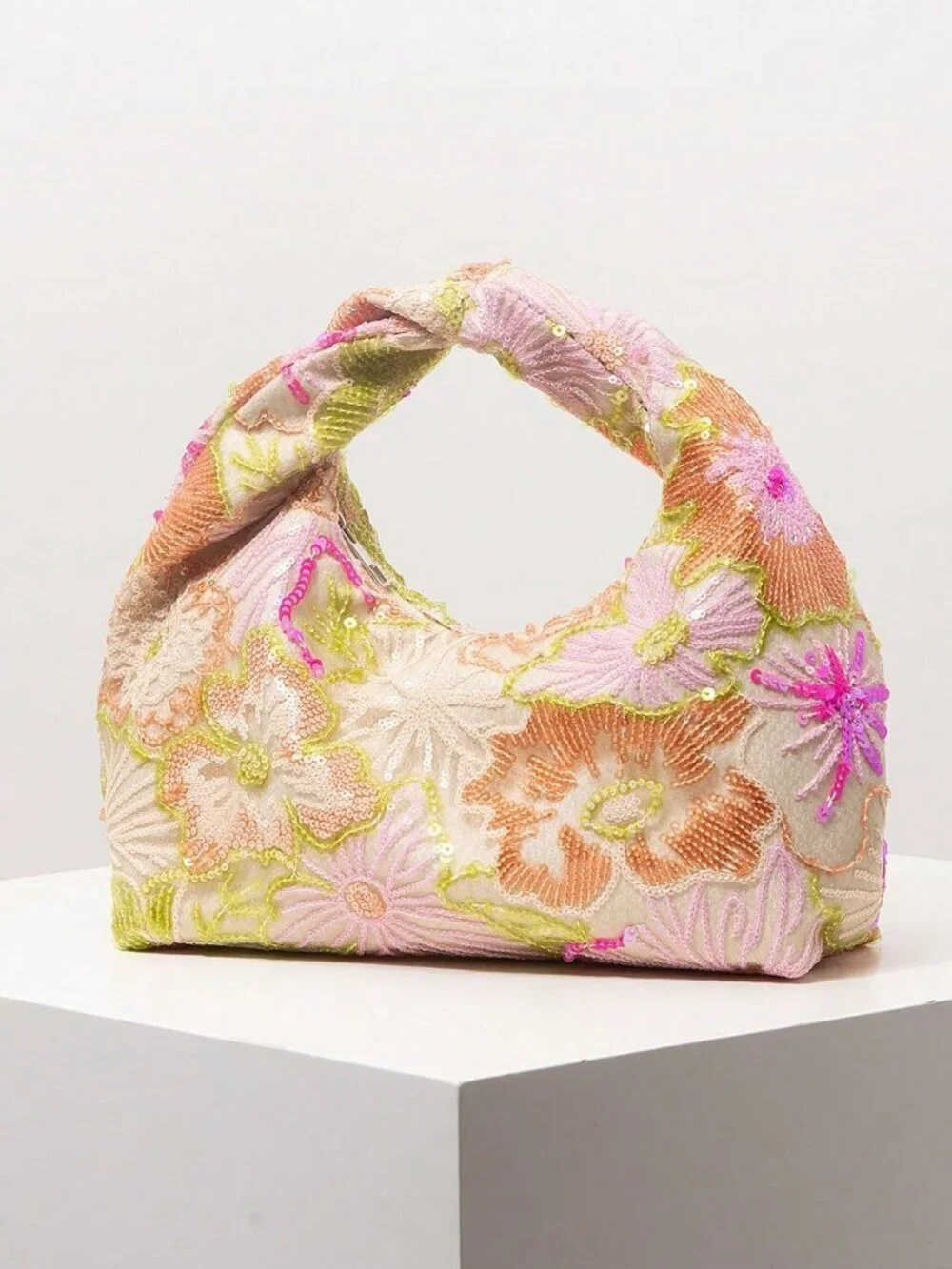 Multicolor Casual Women's Shiny Colorful Pleated Handbag